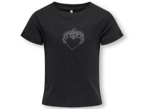 Kids ONLY t-shirt sort med similisten i hjerte